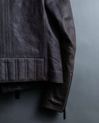 "EMPORIO ARMANI" grained lamb leather double zip jacket