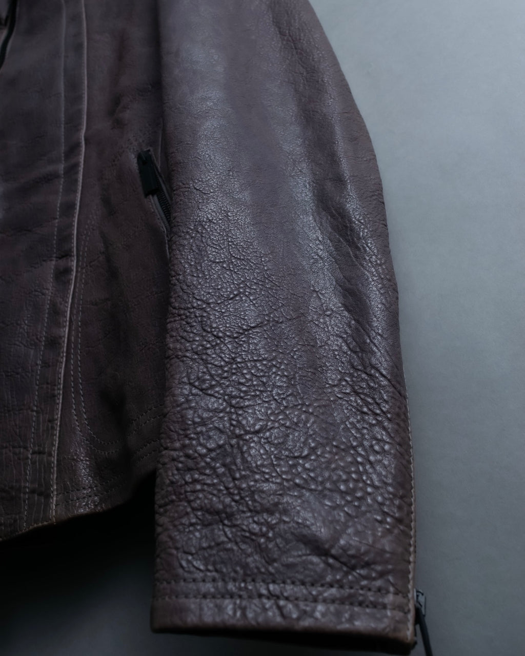 "EMPORIO ARMANI" grained lamb leather double zip jacket