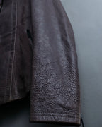 "EMPORIO ARMANI" grained lamb leather double zip jacket