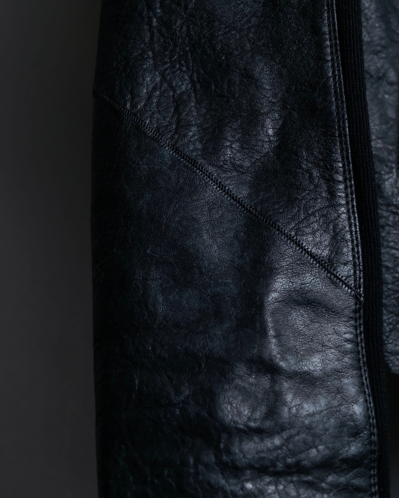 “Rick Owens” lamb leather classic biker jacket with high funnel