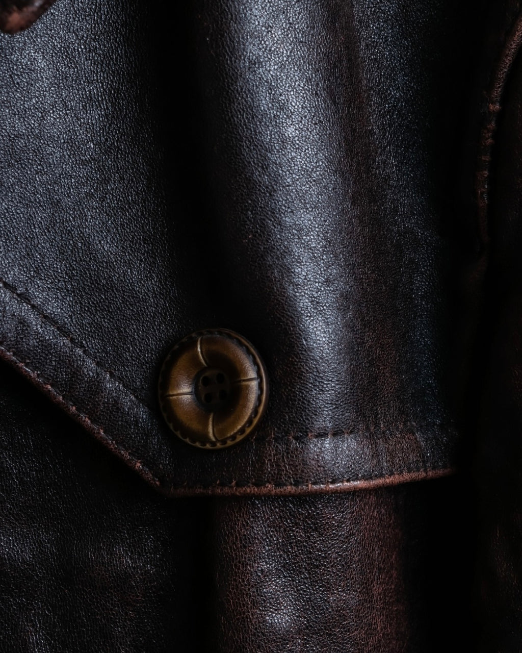 Vintage Thick Leather Red Trench Coat