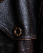 Vintage Thick Leather Red Trench Coat