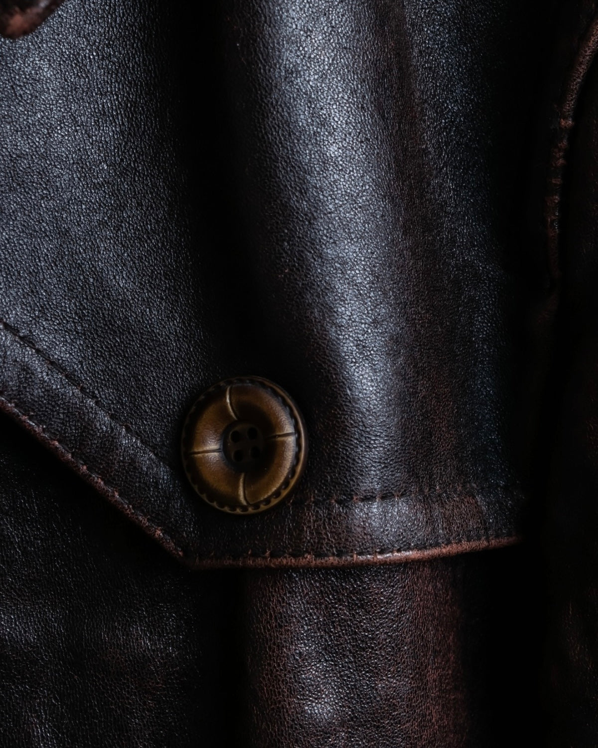 Vintage Thick Leather Red Trench Coat