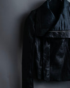 “Rick Owens” lamb leather classic biker jacket with high funnel