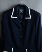 “Burberrys” open collar piping designed jacket