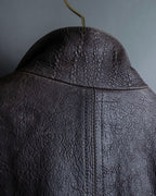 "EMPORIO ARMANI" grained lamb leather double zip jacket