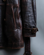 Vintage Thick Leather Red Trench Coat