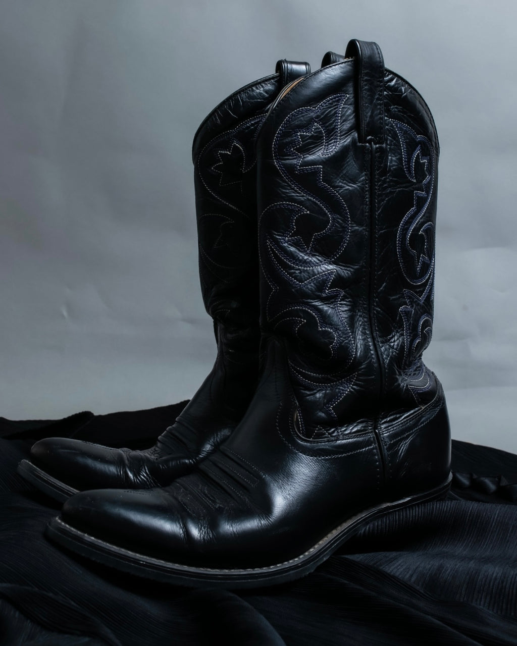 Vintage Blue Embroidered Wester Boots