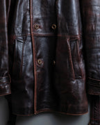 Vintage Thick Leather Red Trench Coat