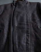 "EMPORIO ARMANI" grained lamb leather double zip jacket
