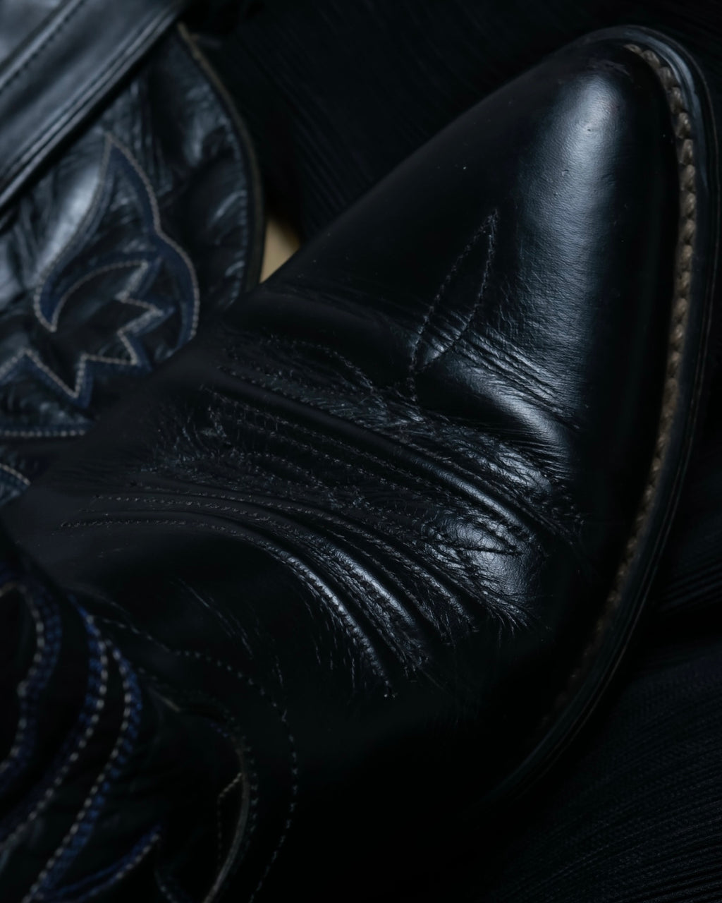 Vintage Blue Embroidered Wester Boots