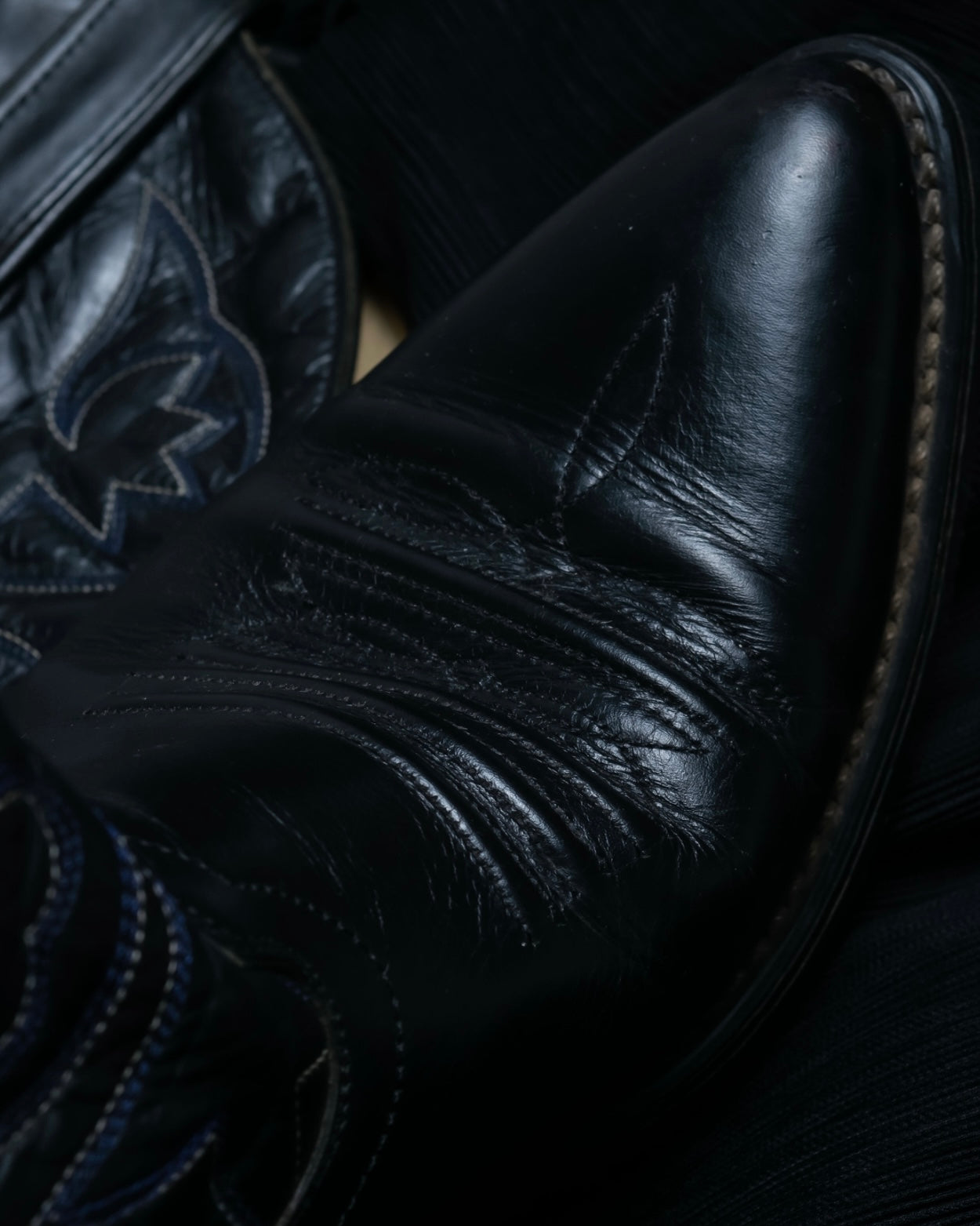 Vintage Blue Embroidered Wester Boots