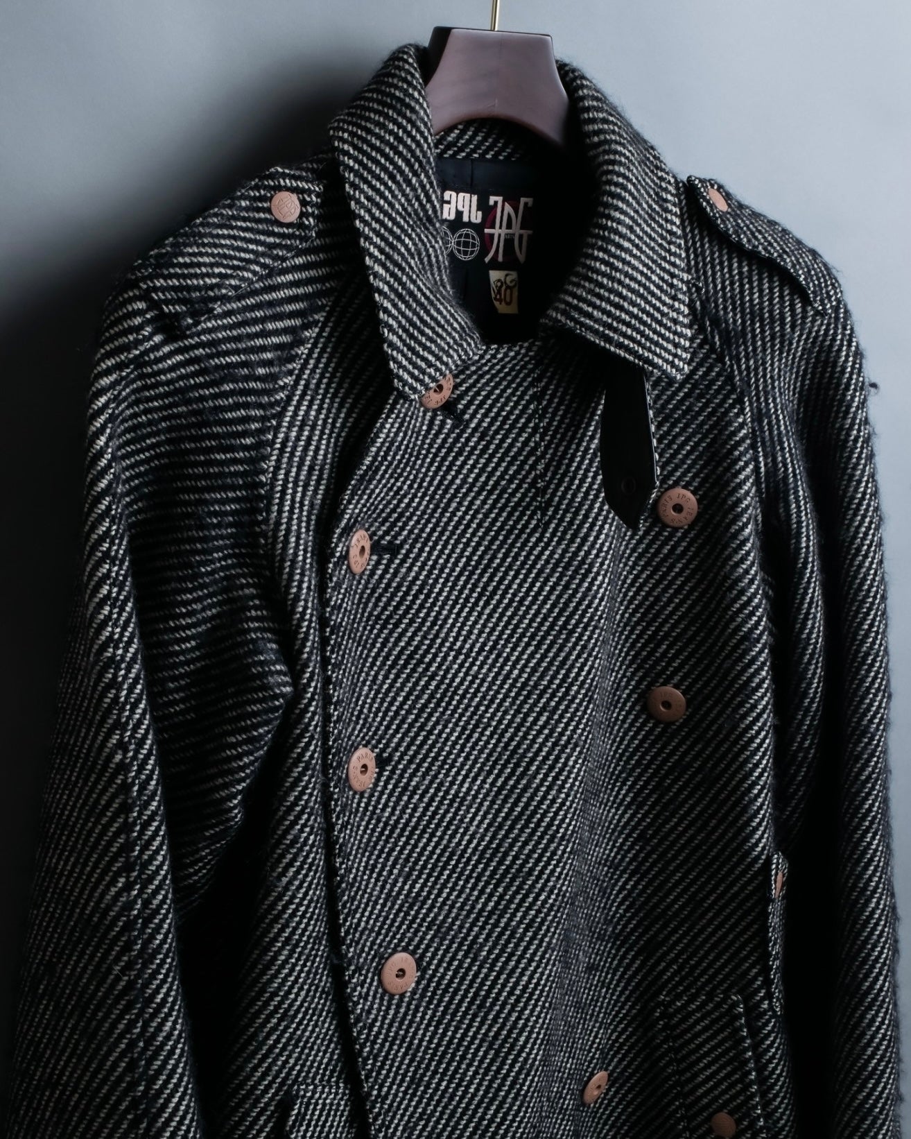 "Jean-Paul GAULTIER" bias striped wool napoleon coat