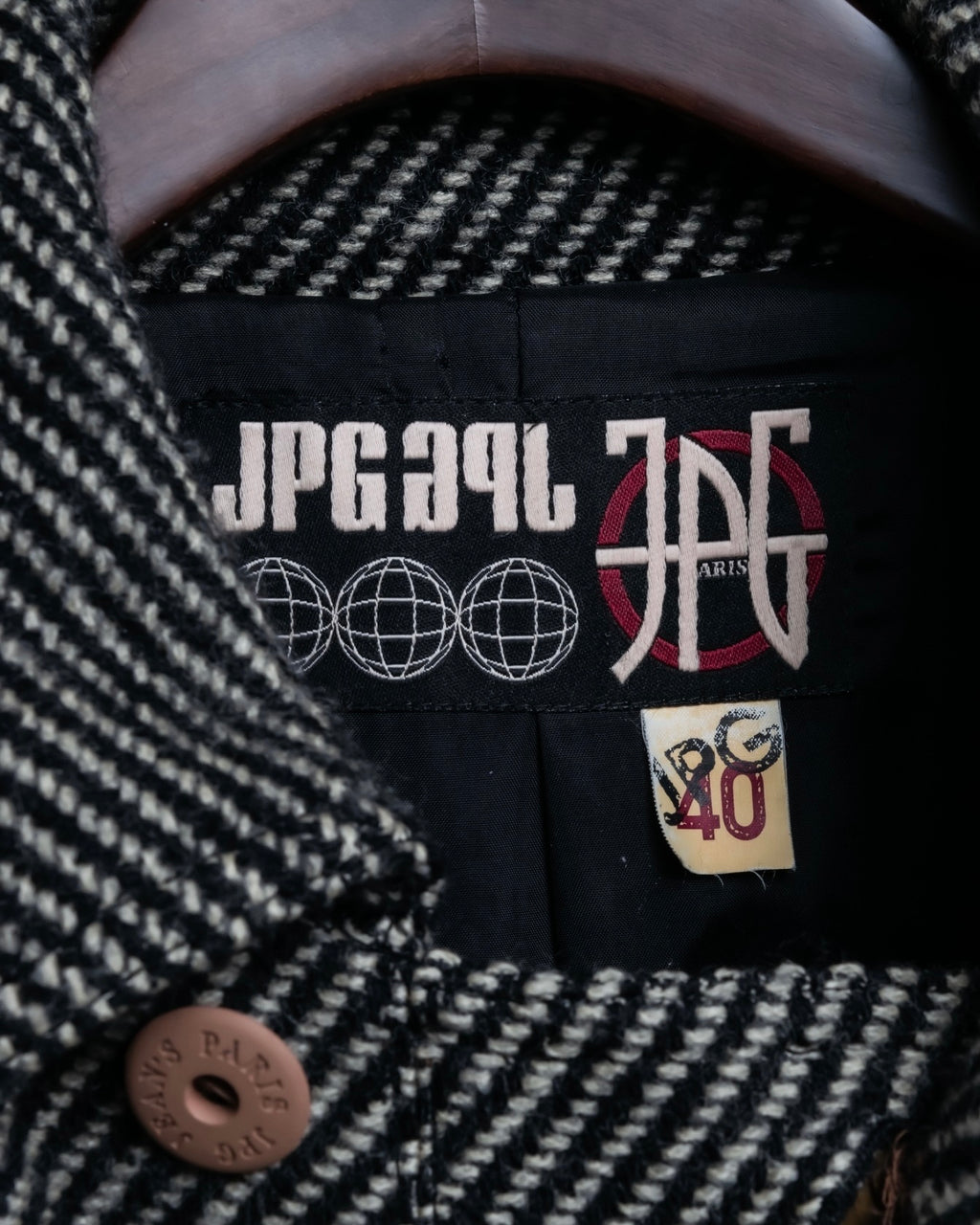 "Jean-Paul GAULTIER" bias striped wool napoleon coat