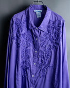 “Vintage” flower embroidery jewel designed viscose shirts