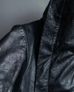 “Rick Owens” lamb leather classic biker jacket with high funnel