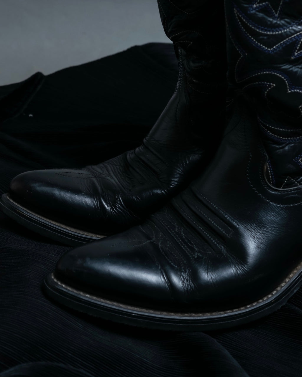 Vintage Blue Embroidered Wester Boots