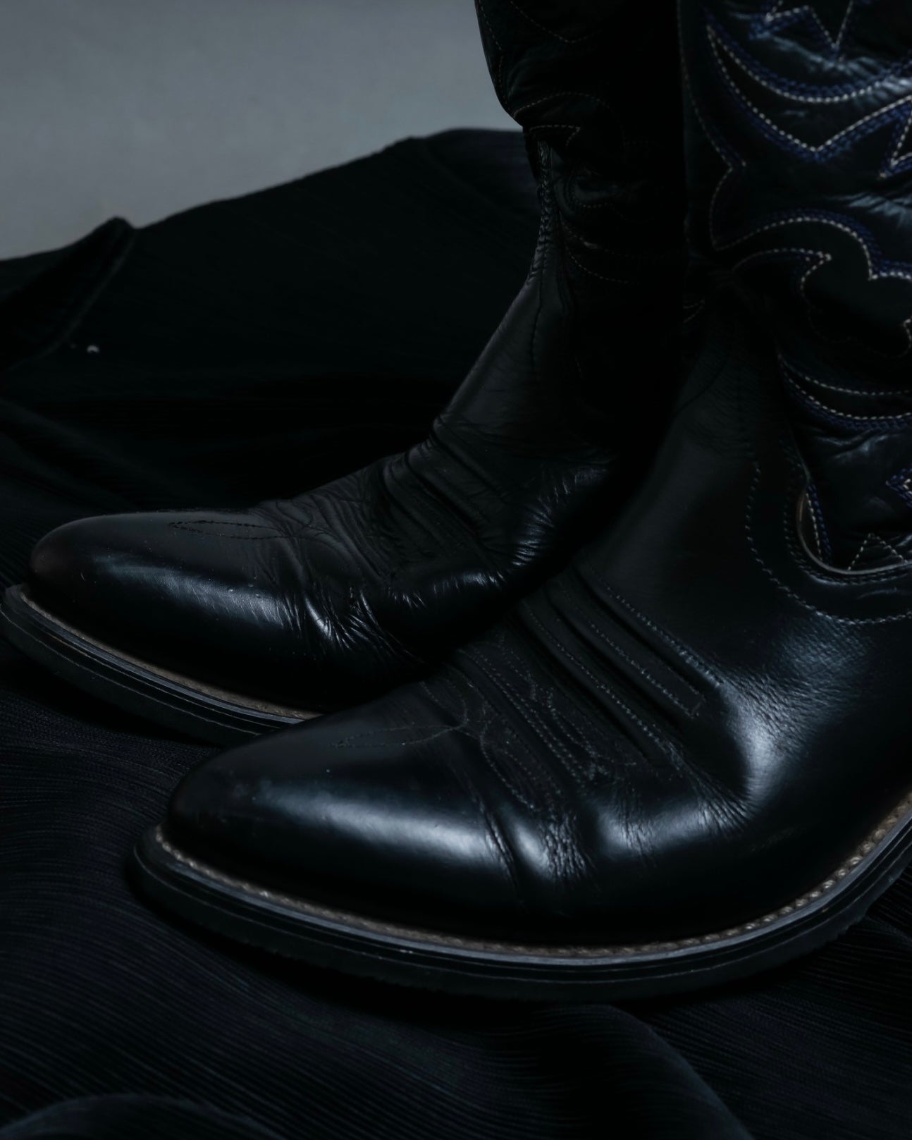 Vintage Blue Embroidered Wester Boots