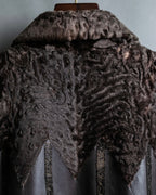 "Guy laroche" vintage real fur leather coat