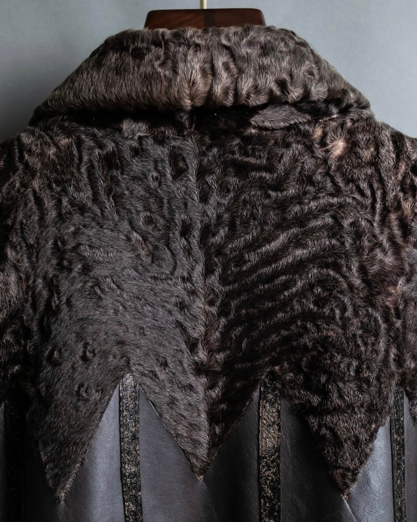 "Guy laroche" vintage real fur leather coat