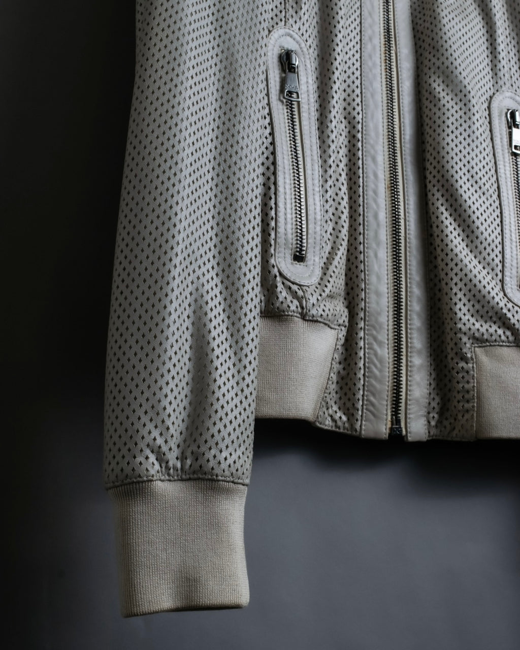 "Dolce & Gabbana" Leather mesh off-white blouson