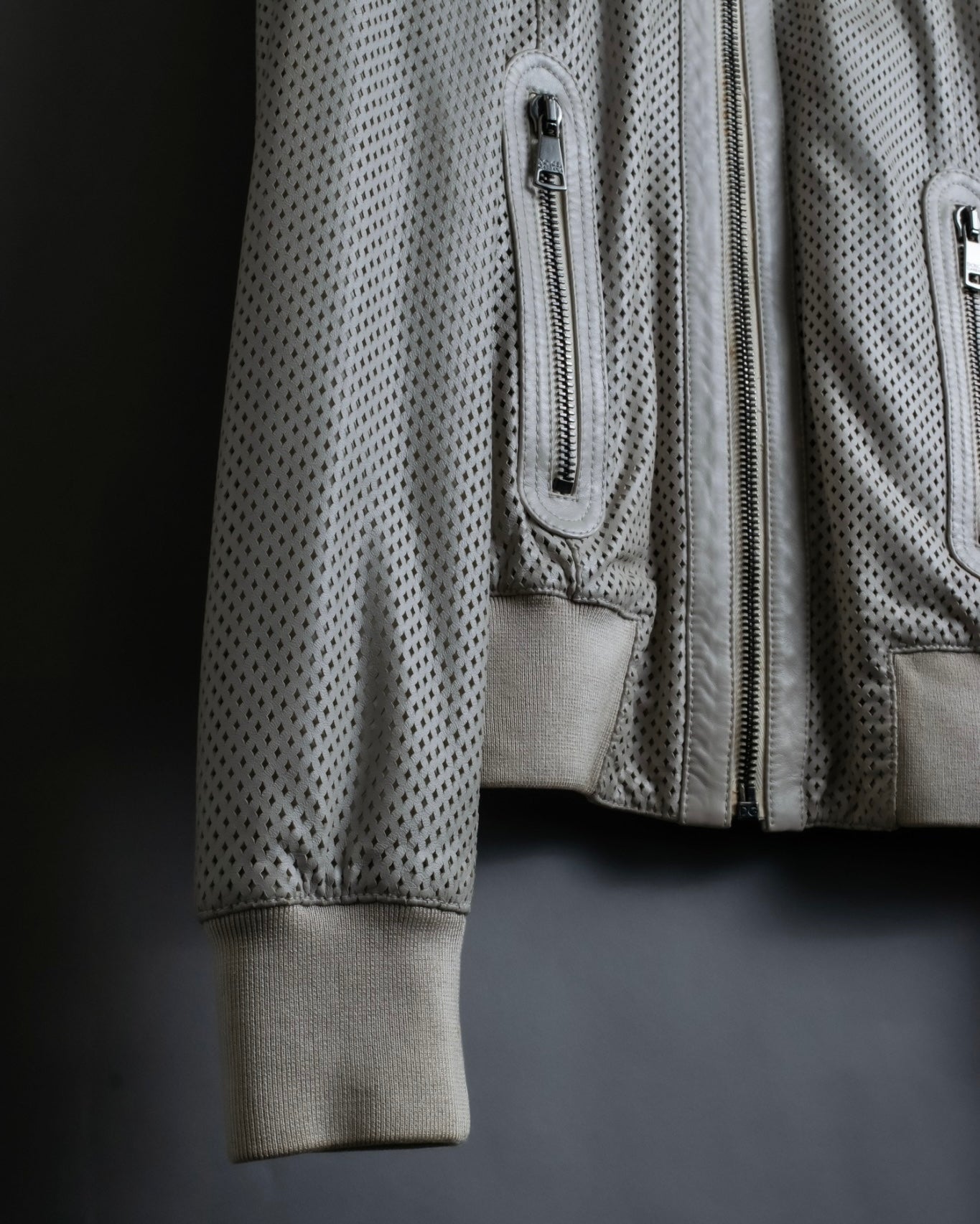 "Dolce & Gabbana" Leather mesh off-white blouson