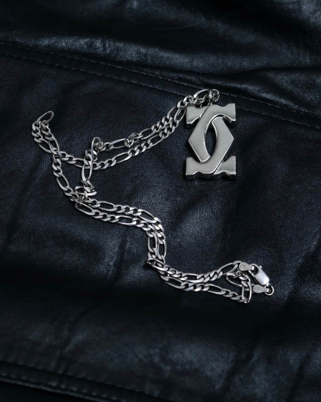 "Cartier" 925 silver logo motif necklace