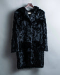 Lamb fur magnetic button hood coat
