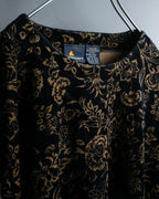 Vintage botanical pattern velor knit