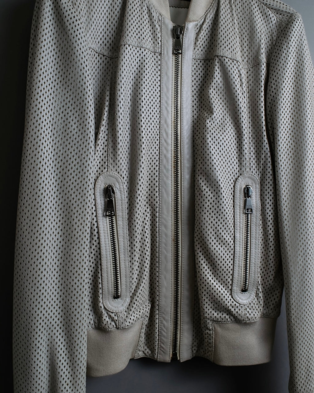 "Dolce & Gabbana" Leather mesh off-white blouson