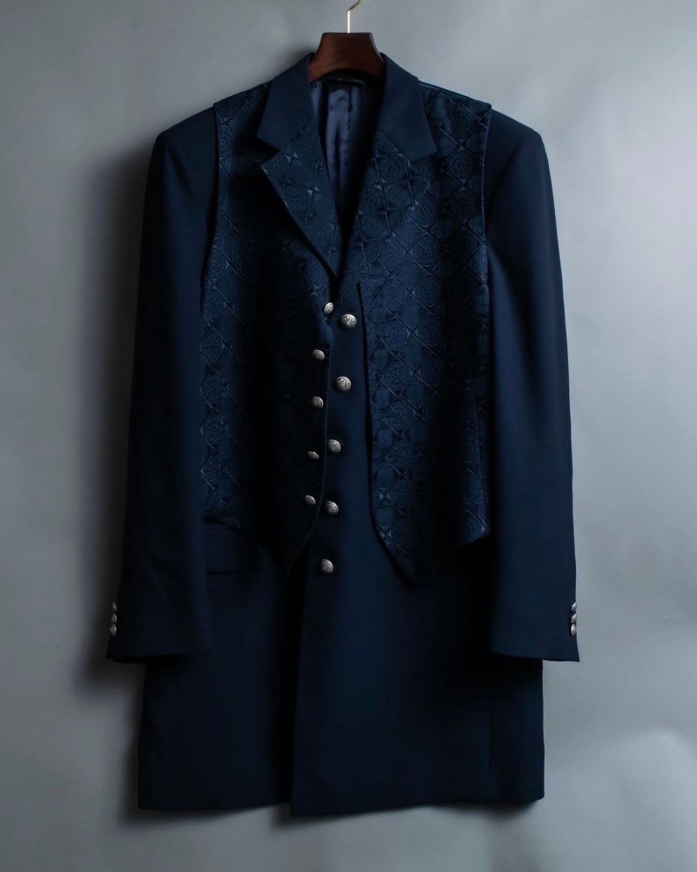 Embroidered oversized jacket coat with vest