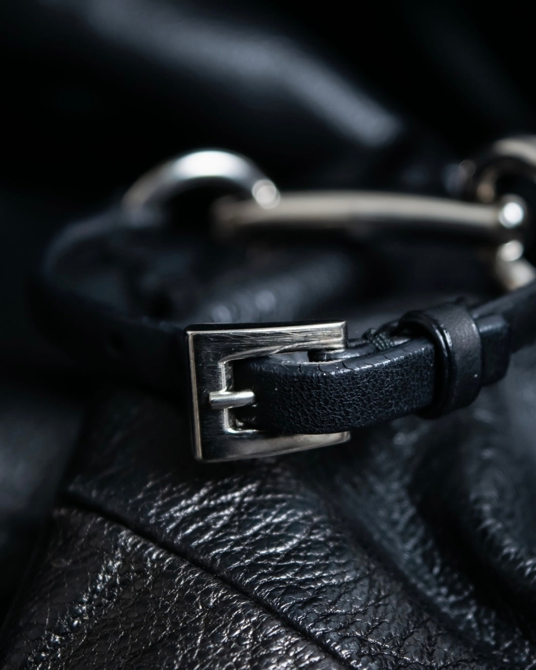 PRADA silver hoop leather bracelet