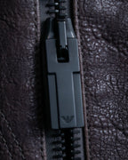 "EMPORIO ARMANI" grained lamb leather double zip jacket