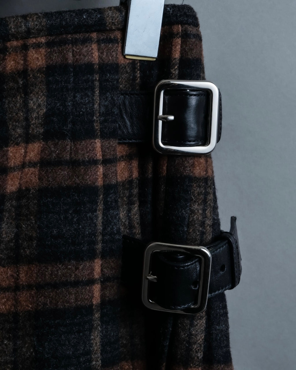 "PRADA" wool check unisex wrap skirt