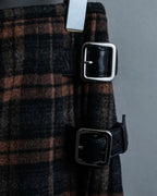 "PRADA" wool check unisex wrap skirt