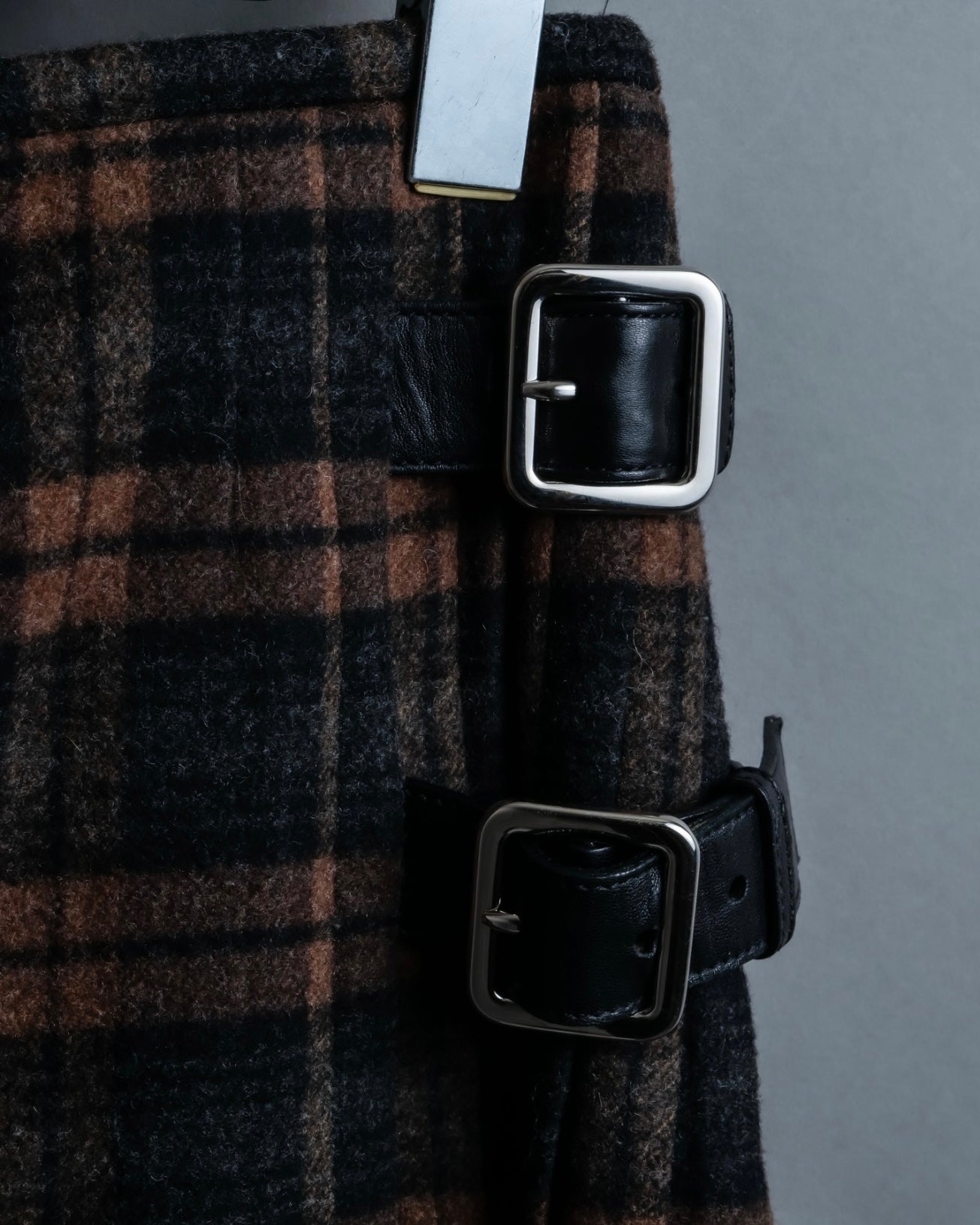 "PRADA" wool check unisex wrap skirt