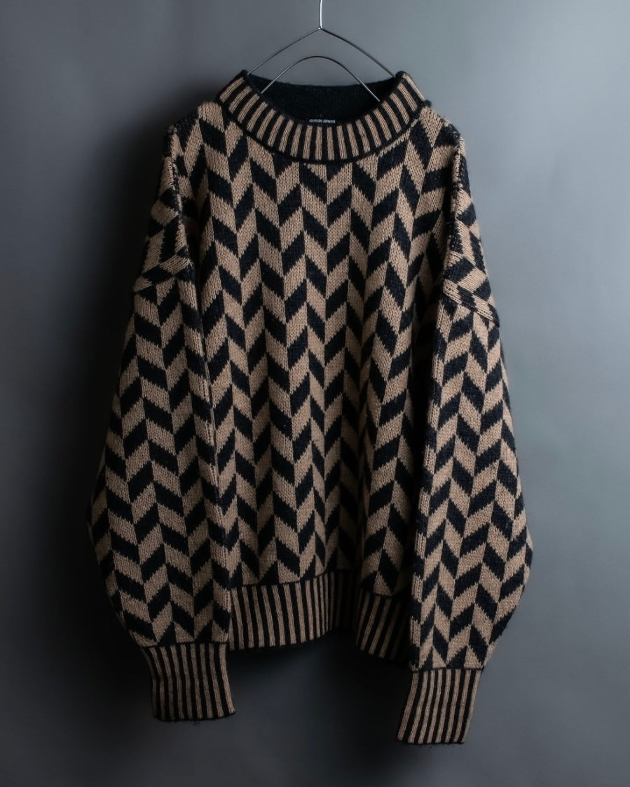 "GIORGIO ARMANI" Geometric pattern rib wool knit