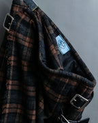 "PRADA" wool check unisex wrap skirt