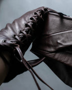 "PIUMELLI" Dead stock lace up long leather gloves