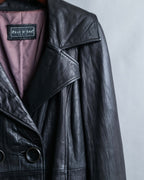 "PEAU D' ANÉ" wide lapel leather coat