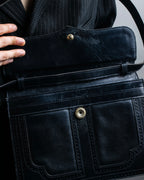 ”Yves Saint Laurent”  python leather attached square shoulder bag