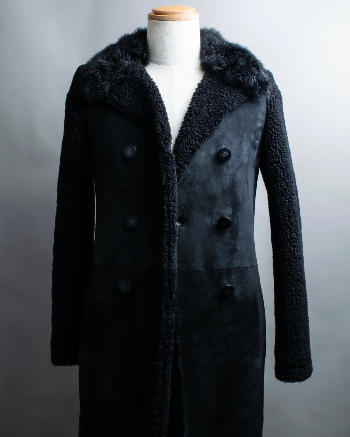 "BALENCIAGA" Opossum Fur Boa Leather Special Coat