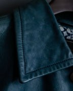 "COACH" light blue faded leather coat