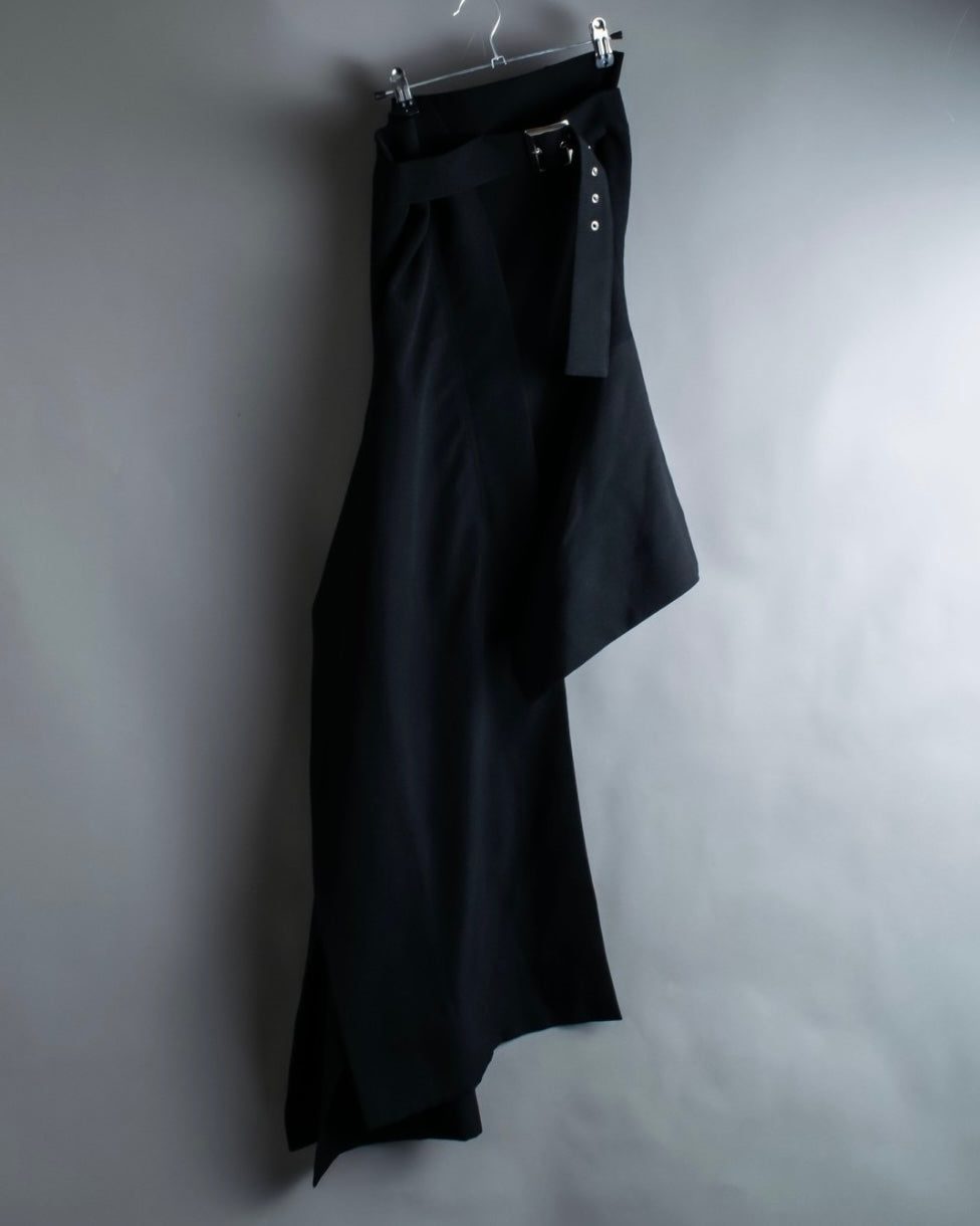 "Yohji Yamamoto" double zip asymmetric skirt