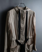 "VALENTINO" Drawcord design luxury long hoodie