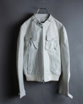 Double zip white leather single riders jacket