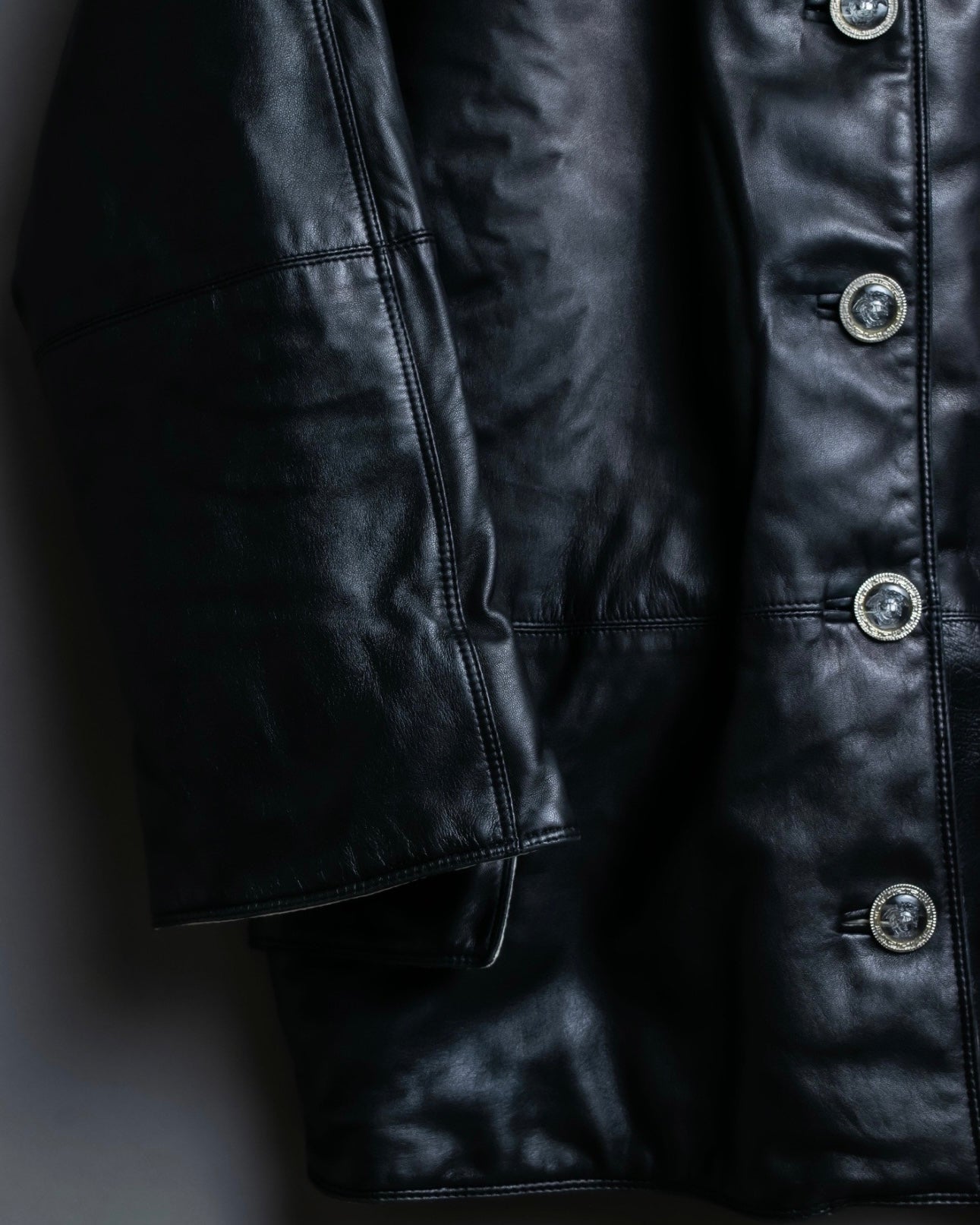 Versace Thick Silhouette Luxury Leather Coat