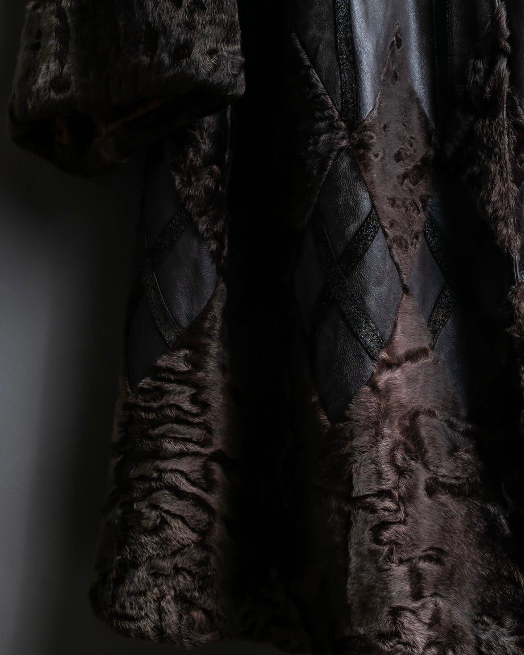 "Guy laroche" vintage real fur leather coat