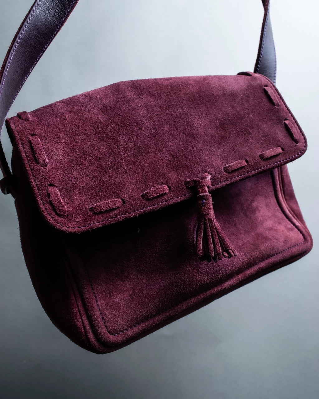 "CELINE" Purple red gradient suede shoulder bag