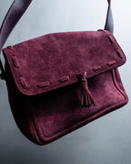 "CELINE" Purple red gradient suede shoulder bag